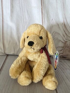 Mary Meyer Golden Retriever Puppy Dog Plush Toy Beans Plaid Bow 7 Inch 2001